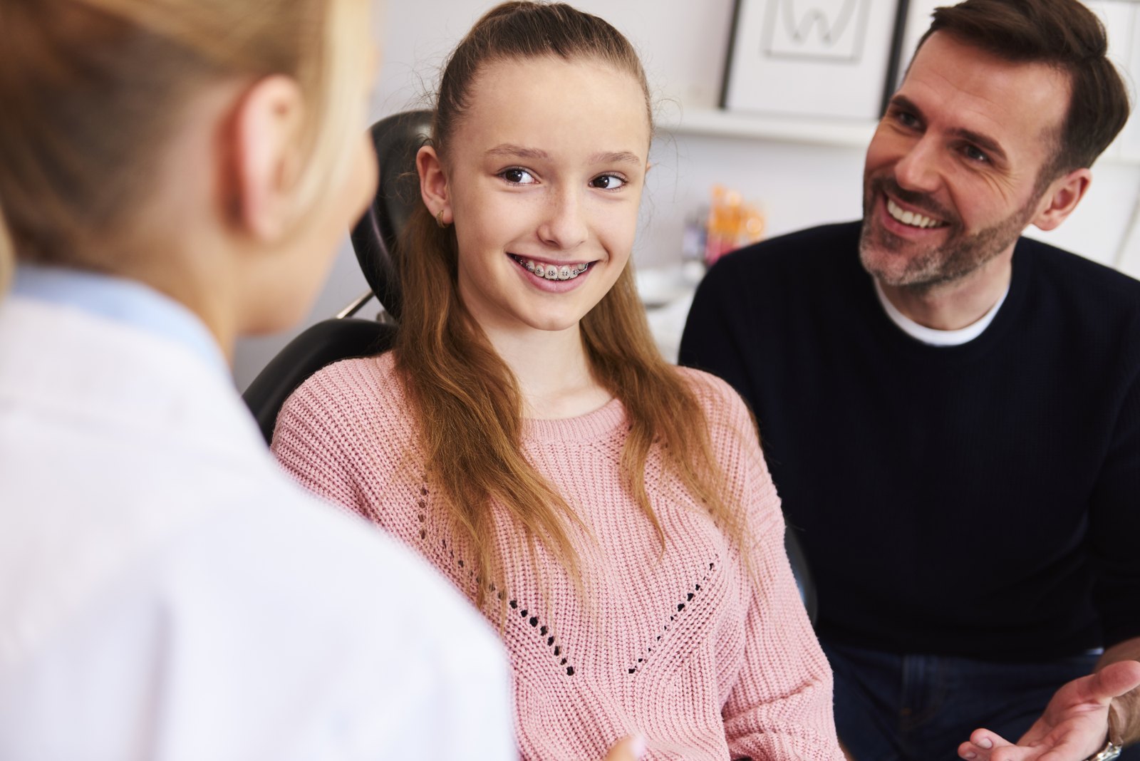 Teen with braces at an adjustment visit, Dorfman Orthodontic Group, Bensalem, PA